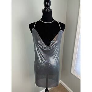 NEW w/FLAWS 8 Other Reasons Silver Chainmail Mini Dress - OS